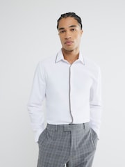 River Island White Long Sleeve Slim Fit Tipped Shirt - Image 1 of 6