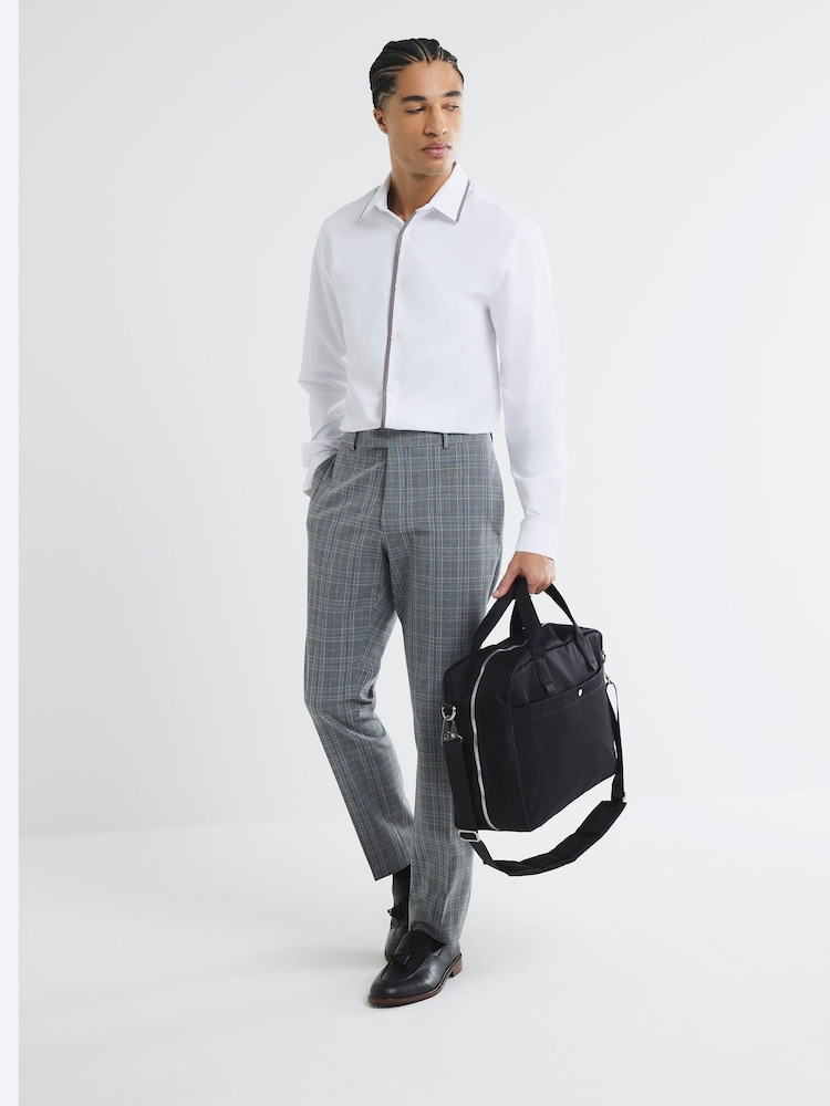 River Island White Long Sleeve Slim Fit Tipped Shirt - Image 2 of 6