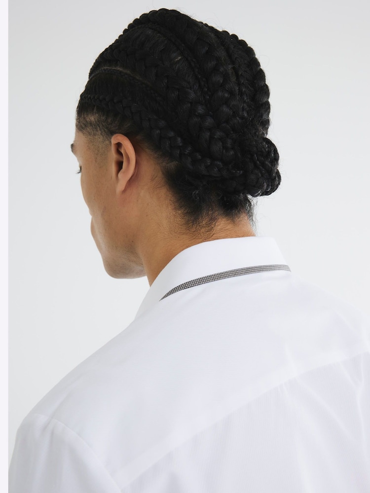 River Island White Long Sleeve Slim Fit Tipped Shirt - Image 4 of 6