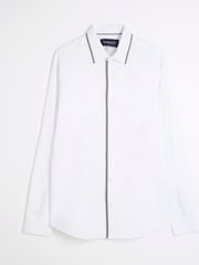 River Island White Long Sleeve Slim Fit Tipped Shirt - Image 5 of 6
