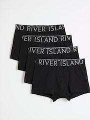 River Island Black Contrast Space Trunks 4 Pack - Image 1 of 4