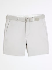 River Island Grey Belted Core Decal Chino Shorts - Image 4 of 4