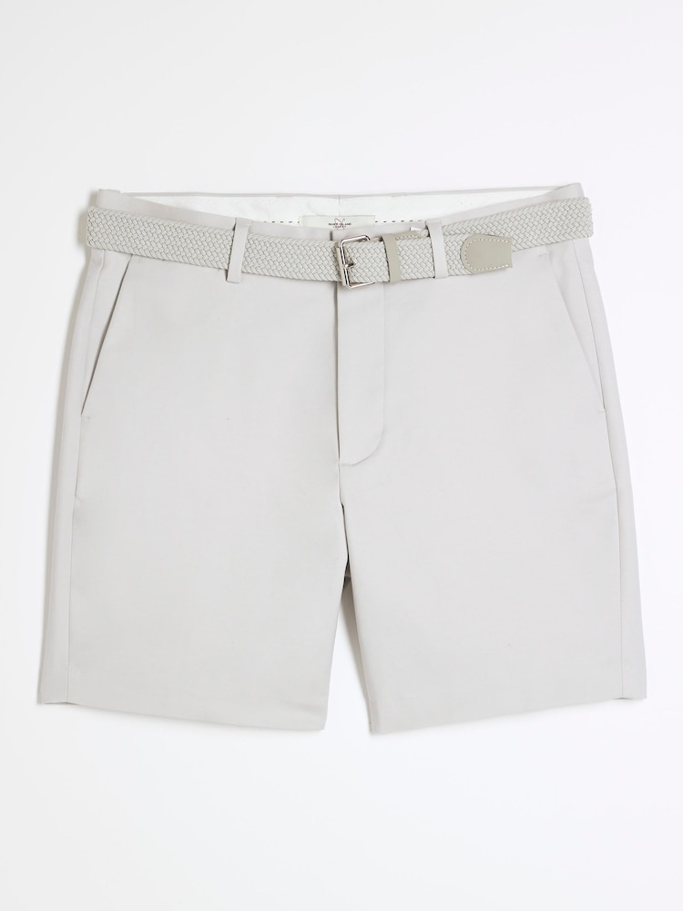River Island Grey Belted Core Decal Chino Shorts - Image 4 of 4
