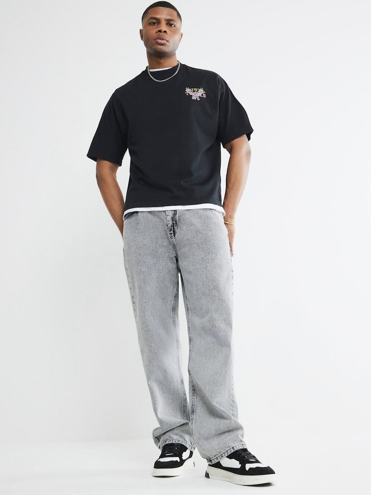 River Island Grey Loose Fit 100% Cotton Jeans - Image 1 of 4