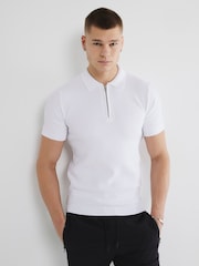 River Island White Muscle Fit Textured Polo Shirt - Image 2 of 6