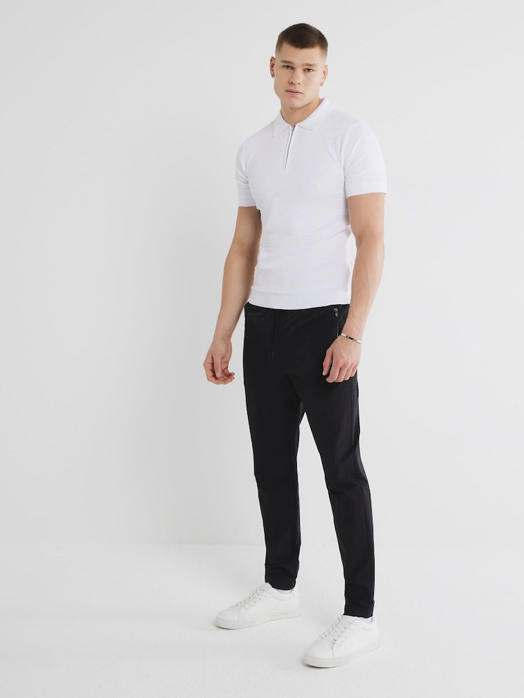 River Island White Muscle Fit Textured Polo Shirt - Image 3 of 6