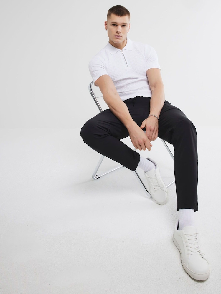 River Island White Muscle Fit Textured Polo Shirt - Image 4 of 6