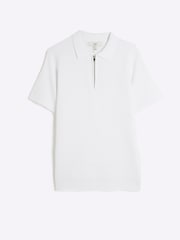 River Island White Muscle Fit Textured Polo Shirt - Image 5 of 6