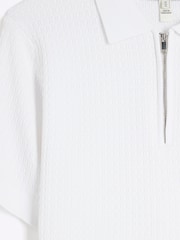 River Island White Muscle Fit Textured Polo Shirt - Image 6 of 6
