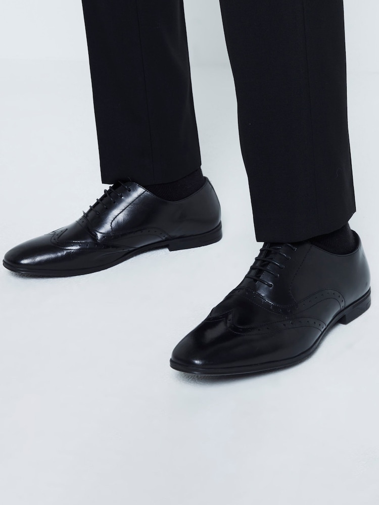 River Island Black Wide Fit Brogues Shoes - Image 1 of 6