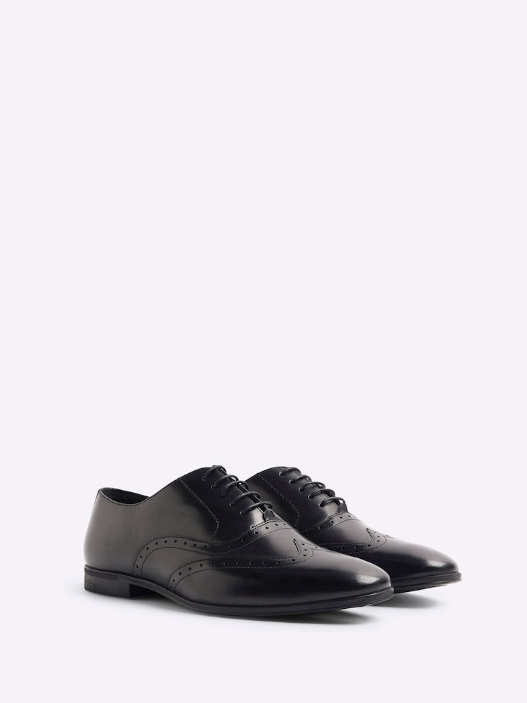 River Island Black Wide Fit Brogues Shoes - Image 3 of 6