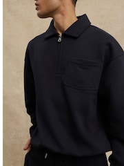 River Island Black Half Zip Rugby Suit Sweat Top - Image 2 of 4