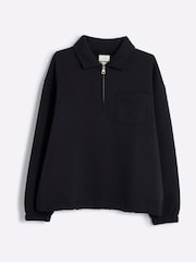 River Island Black Half Zip Rugby Suit Sweat Top - Image 4 of 4