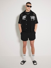 River Island Black Seersucker Swim Shorts - Image 1 of 6