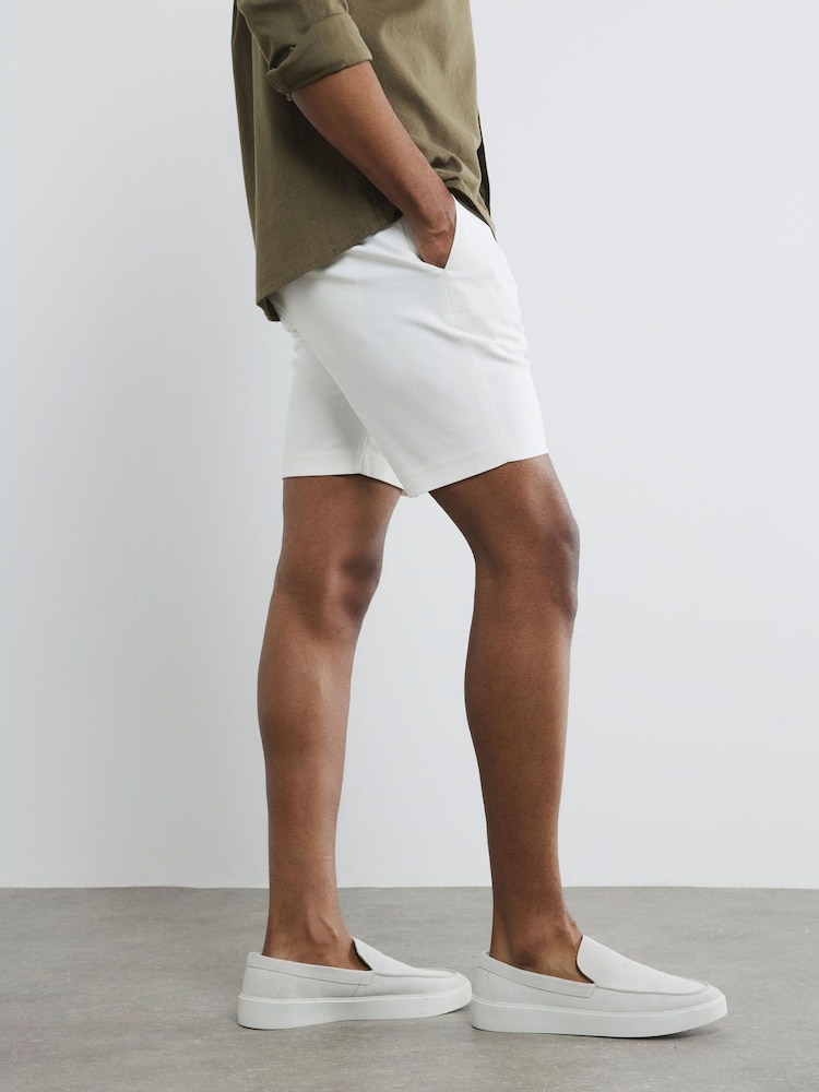 River Island White Belted Core Decal Chino Shorts - Image 1 of 5 River Island White Belted Core Decal Chino Shorts - Image 1 of 5