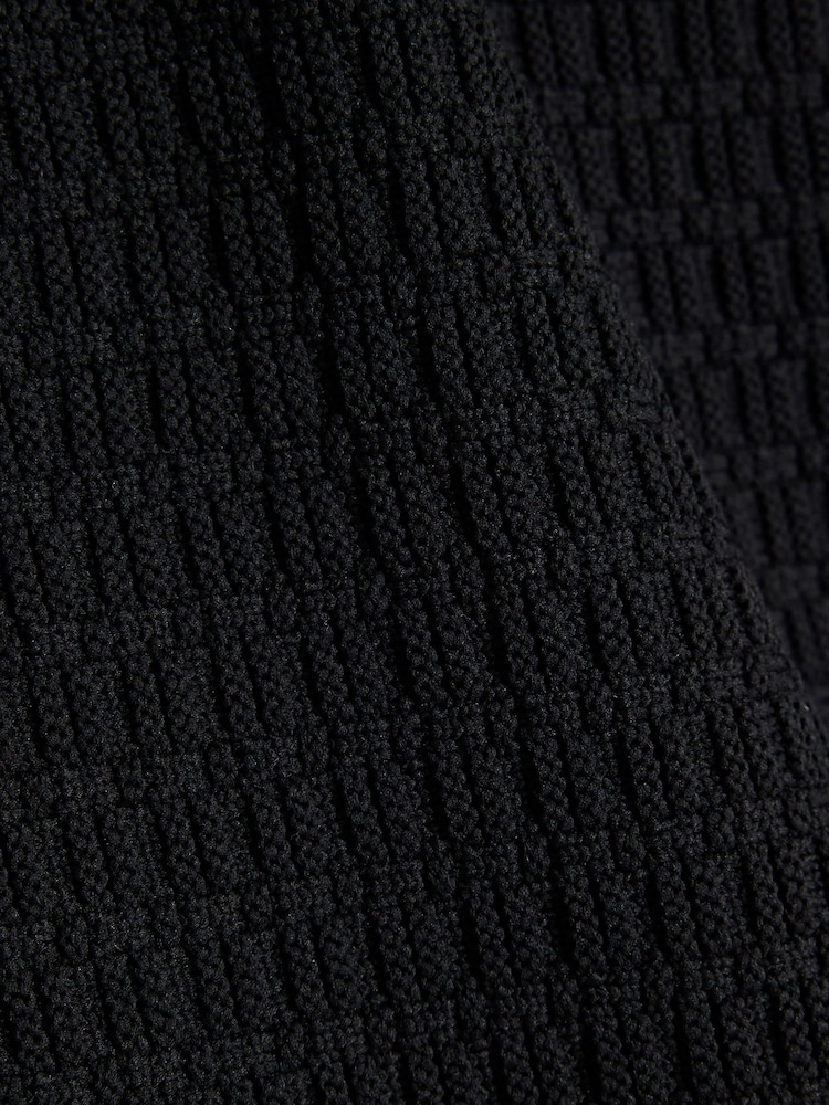 River Island Black Muscle Fit Textured Polo Shirt - Image 6 of 6
