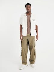 River Island Green Loose Cargo 100% Cotton Trousers - Image 2 of 5