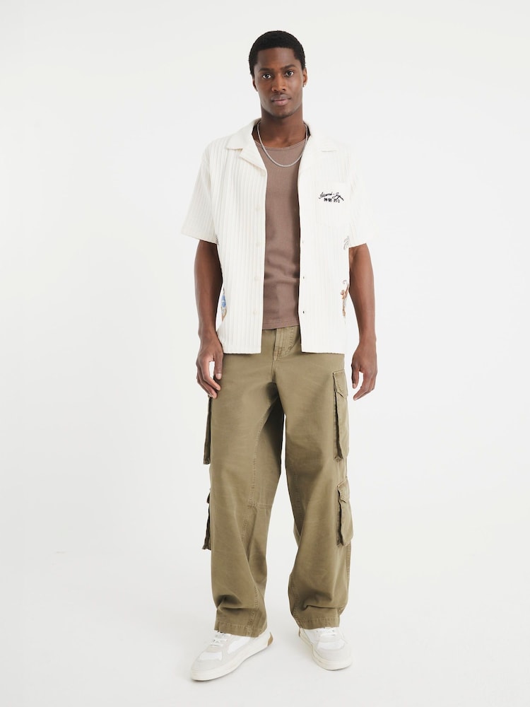 River Island Green Loose Cargo 100% Cotton Trousers - Image 2 of 5