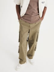 River Island Green Loose Cargo 100% Cotton Trousers - Image 3 of 5