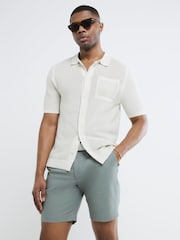 River Island Green Belted Core Decal Chino Shorts - Image 1 of 5