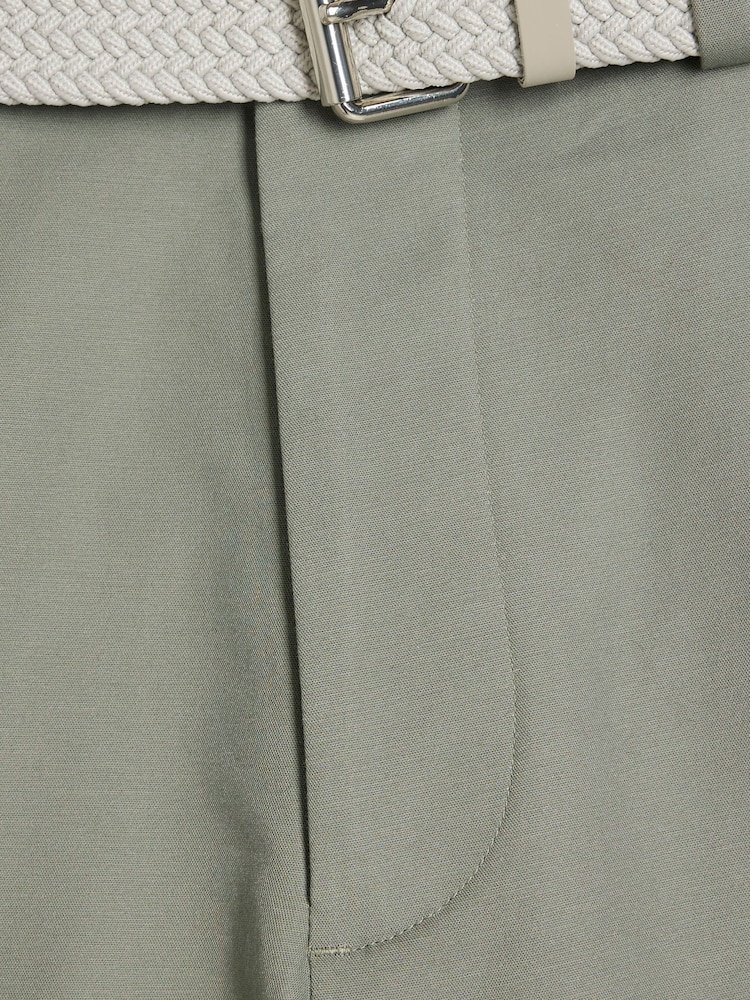 River Island Green Belted Core Decal Chino Shorts - Image 5 of 5