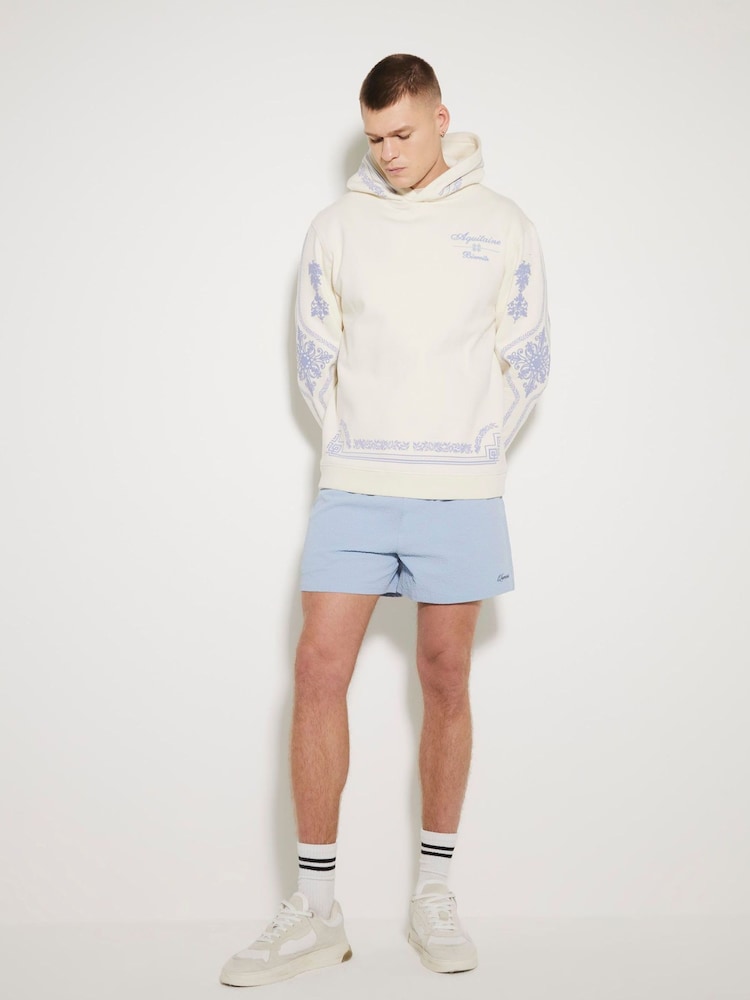 River Island Blue Seersucker Swim Shorts - Image 4 of 6