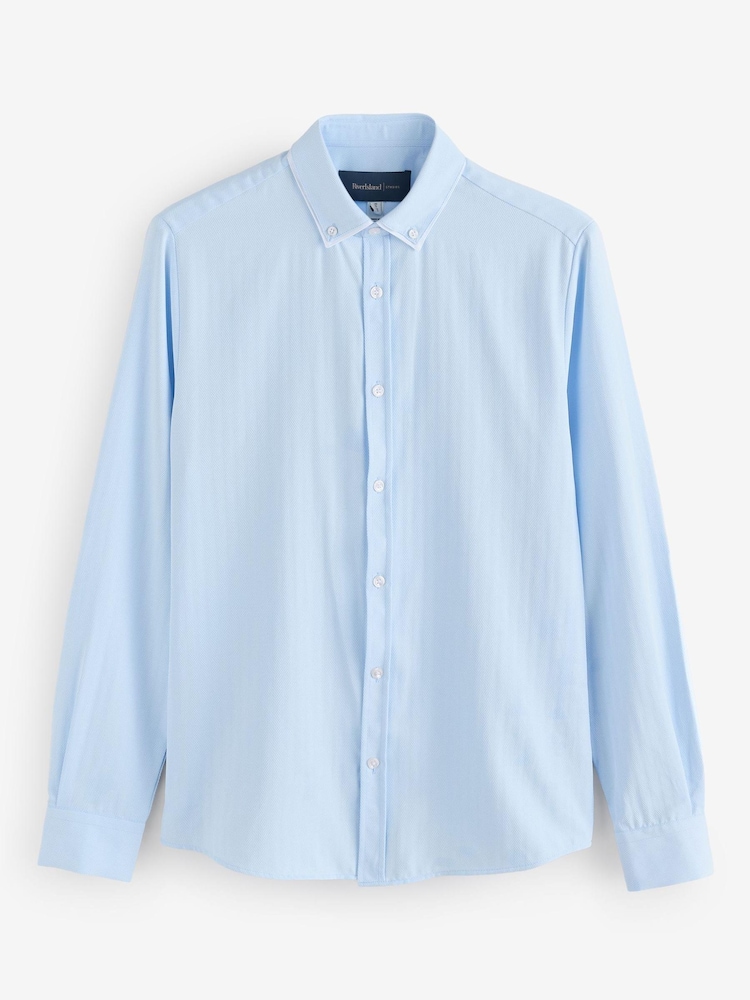 River Island Blue Slim Fit Double Collar 100% Cotton Shirt - Image 3 of 5