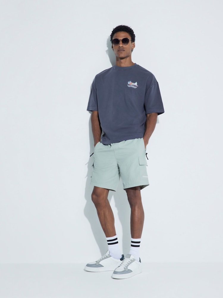 River Island Grey Longer Length Cargo Swim Shorts - Image 1 of 5