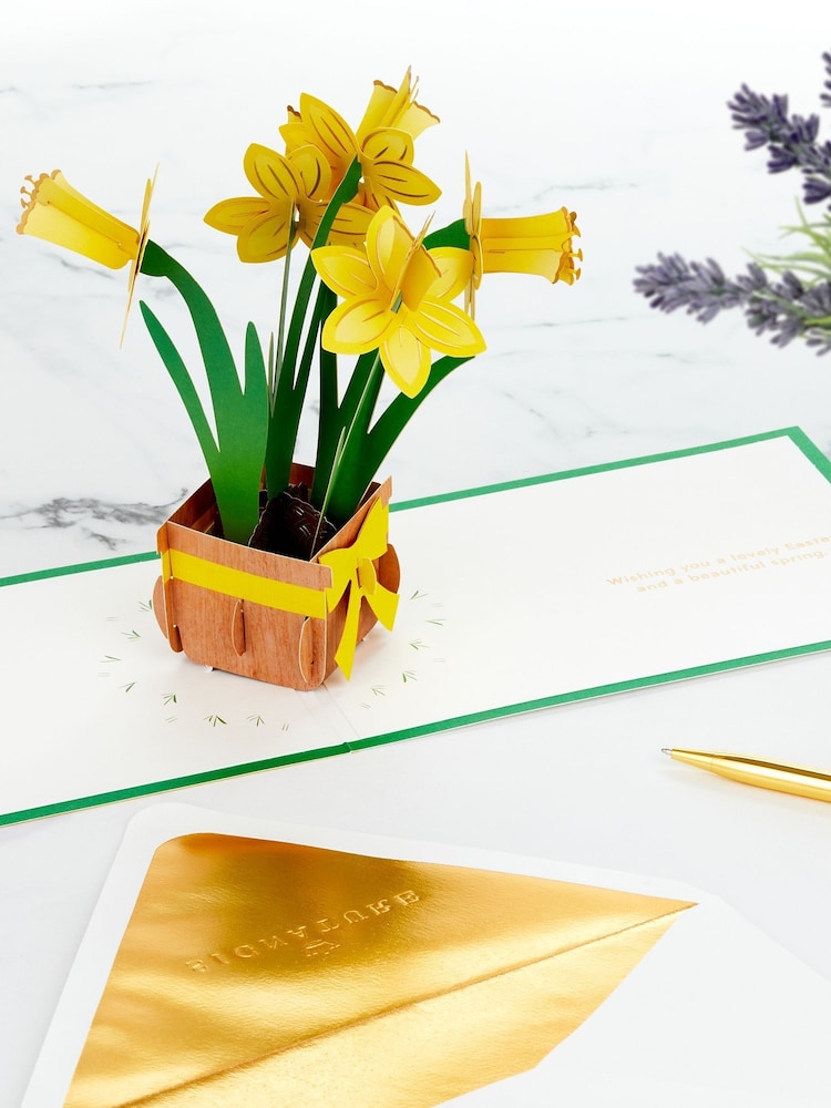 Hallmark Yellow Paper Wonder 3D Pop Up Daffodils Easter Card - Image 1 of 6