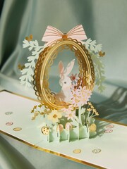 Hallmark Green Paper Wonder 3D Pop-Up Rabbit & Egg Easter Card - Image 1 of 6