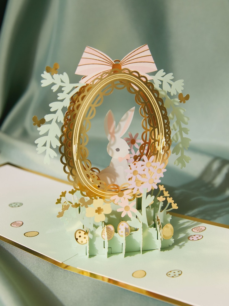 Hallmark Green Paper Wonder 3D Pop-Up Rabbit & Egg Easter Card - Image 1 of 6