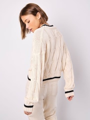 Apricot Natural Cricket Cable Cropped Jumper - Image 2 of 5