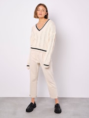 Apricot Natural Cricket Cable Cropped Jumper - Image 3 of 5