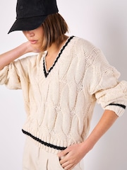 Apricot Natural Cricket Cable Cropped Jumper - Image 5 of 5