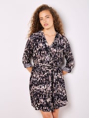 Apricot Grey Button Through Mini Shirt Dress - Image 3 of 4