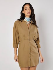 Apricot Natural Twill Fitted Shirt Dress - Image 1 of 5
