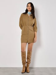 Apricot Natural Twill Fitted Shirt Dress - Image 2 of 5