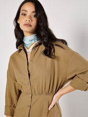 Apricot Natural Twill Fitted Shirt Dress - Image 3 of 5
