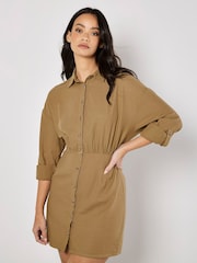 Apricot Natural Twill Fitted Shirt Dress - Image 5 of 5