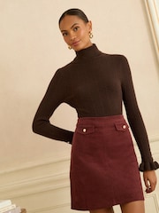 Love & Roses Cherry Red Corduroy Mini Skirt - Image 1 of 4