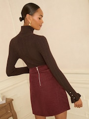 Love & Roses Cherry Red Corduroy Mini Skirt - Image 4 of 4