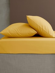 Catherine Lansfield Set of 2 Ochre Easy Iron Percale Pillowcases - Image 2 of 2
