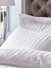 Bianca White Cotton Satin Stripe Pillowcase Pair - Image 2 of 2