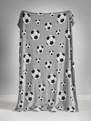 Catherine Lansfield Grey Cosy Football Fleece Throw - Image 3 of 3