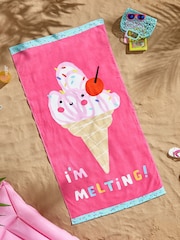 Catherine Lansfield Pink I'm Melting Cotton Beach Towel - Image 1 of 2