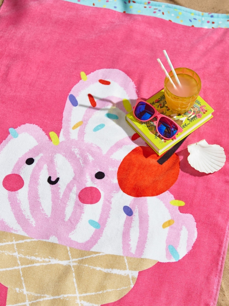 Catherine Lansfield Pink I'm Melting Cotton Beach Towel - Image 2 of 2