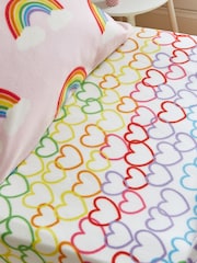 Catherine Lansfield Rainbow Hearts Cosy Fleece Fitted Sheet - Imagem 1 de 2