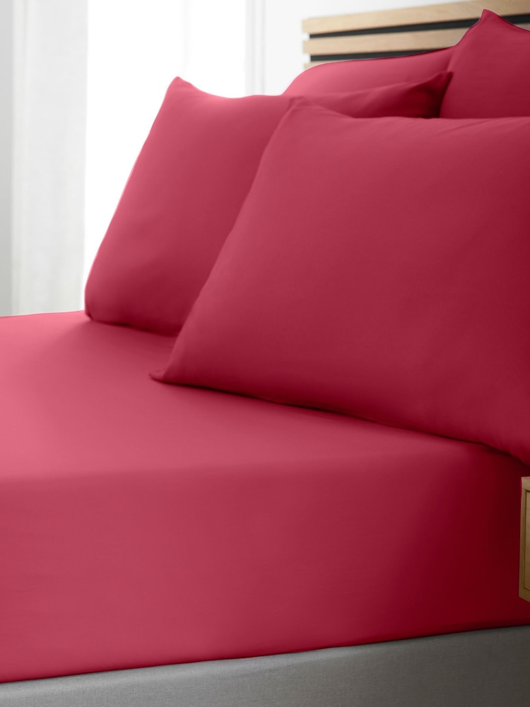 Catherine Lansfield Hot Pink So Soft Non-Iron Fitted Sheet - Image 1 of 2