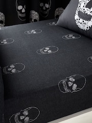 Catherine Lansfield Grey Skulls Fitted Sheet - Image 1 of 2