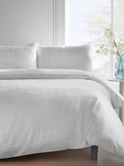 Catherine Lansfield Set of 2 White Cotton Rich Check Oxford Pillowcases - Image 1 of 1